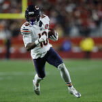 Dec 28, 2025; Santa Clara, California, USA; Chicago Bears wide receiver Luther Burden III (10) runs against the San Francisco 49ers in the second half at Levi's Stadium. Mandatory Credit: Sergio Estrada-Imagn Images