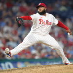 May 18, 2026; Philadelphia, Pennsylvania, USA; Philadelphia Phillies relief pitcher Jose Alvarado (46) throws a pitch against the Cincinnati Reds in the eighth inning at Citizens Bank Park. Mandatory Credit: Kyle Ross-Imagn Images