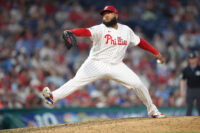 May 18, 2026; Philadelphia, Pennsylvania, USA; Philadelphia Phillies relief pitcher Jose Alvarado (46) throws a pitch against the Cincinnati Reds in the eighth inning at Citizens Bank Park. Mandatory Credit: Kyle Ross-Imagn Images