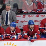 May 27, 2026; Montreal, Quebec, CAN; Montreal Canadiens head coach Martin St. Louis during the third period in game four of the Eastern Conference Final of the 2026 Stanley Cup Playoffs at Bell Centre. Mandatory Credit: Eric Bolte-Imagn Images
