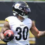 May 28, 2026; Pittsburgh, PA, USA; Pittsburgh Steelers running back Jaylen Warren (30) participates in OTA drills at the UPMC Rooney Sports Complex. Mandatory Credit: Charles LeClaire-Imagn Images