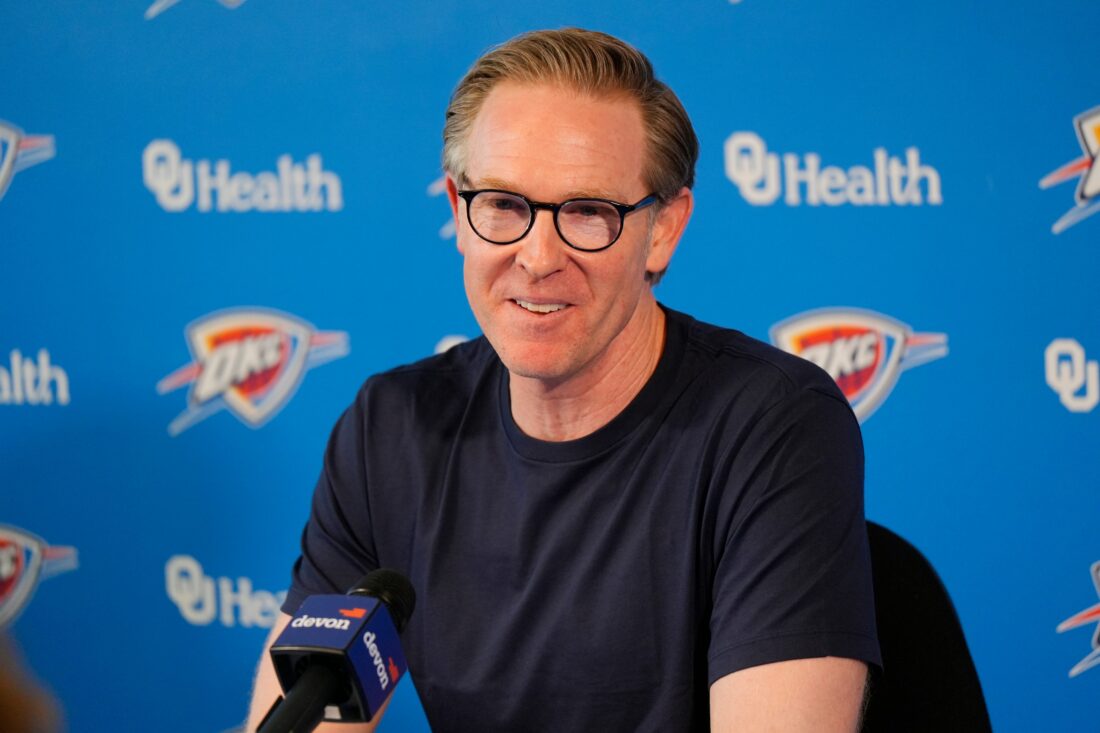 Sam Presti, Thunder General Manager, has his end-of-season media access, Monday, June 8, 2026.