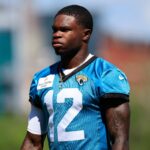 Jacksonville Jaguars wide receiver/cornerback Travis Hunter (12) walks off the field during the third day of minicamp at the Miller Electric Center, Thursday, June 11, 2026, in Jacksonville, Fla.