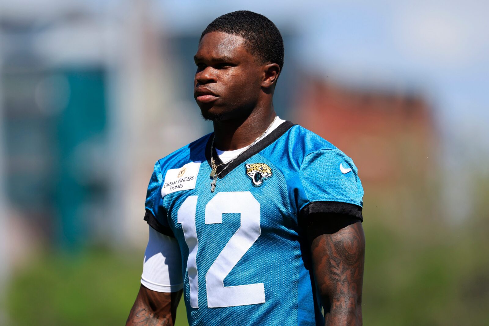 Jacksonville Jaguars wide receiver/cornerback Travis Hunter (12) walks off the field during the third day of minicamp at the Miller Electric Center, Thursday, June 11, 2026, in Jacksonville, Fla.