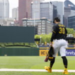 Jun 14, 2026; Pittsburgh, Pennsylvania, USA; Pittsburgh Pirates starting pitcher Paul Skenes (30) walks out to the bullpen to warmup before the game against the Miami Marlins at PNC Park. Mandatory Credit: Scott Galvin-Imagn Images