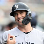 Jun 24, 2026; Detroit, Michigan, USA; New York Yankees first baseman Paul Goldschmidt (48) celebrates in the dugout after hitting a solo home run against the Detroit Tigers in the first inning at Comerica Park. Mandatory Credit: Lon Horwedel-Imagn Images