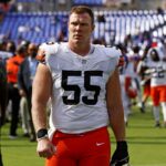 Sep 14, 2025; Baltimore, Maryland, USA; Cleveland Browns center Ethan Pocic (55) after the game against the Baltimore Ravens at M&T Bank Stadium. Mandatory Credit: Peter Casey-Imagn Images