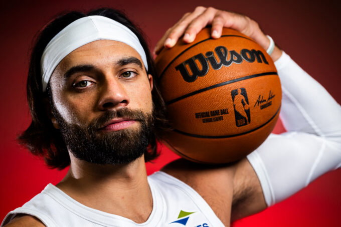 Sep 29, 2025; Cleveland, OH, USA; Cleveland Cavaliers guard Max Strus (1) during media day at Rocket Arena. Mandatory Credit: Ken Blaze-Imagn Images