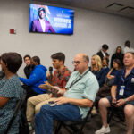 Jun 25, 2026; Dallas, TX, USA; Members of the media ask questions during an introductory press conference for Morez Johnson Jr, the Dallas Mavericks first-round pick in the 2026 NBA draft at American Airlines Center. Mandatory Credit: Raymond Carlin III-Imagn Images