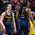Jul 18, 2026; Indianapolis, Indiana, USA; Indiana Fever guard Caitlin Clark (22) in the second half against the New York Liberty at Gainbridge Fieldhouse. Mandatory Credit: Trevor Ruszkowski-Imagn Images