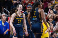 Jul 18, 2026; Indianapolis, Indiana, USA; Indiana Fever guard Caitlin Clark (22) in the second half against the New York Liberty at Gainbridge Fieldhouse. Mandatory Credit: Trevor Ruszkowski-Imagn Images