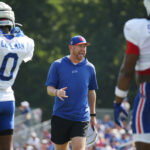 Bills offensive coordinator Joe Brady gives instructions during drills during day six of Buffalo Bills training camp at St. John Fisher University Tuesday, July 29, 2025 in Pittsford, NY. Credit: USA TODAY Network via Reuters Connect
