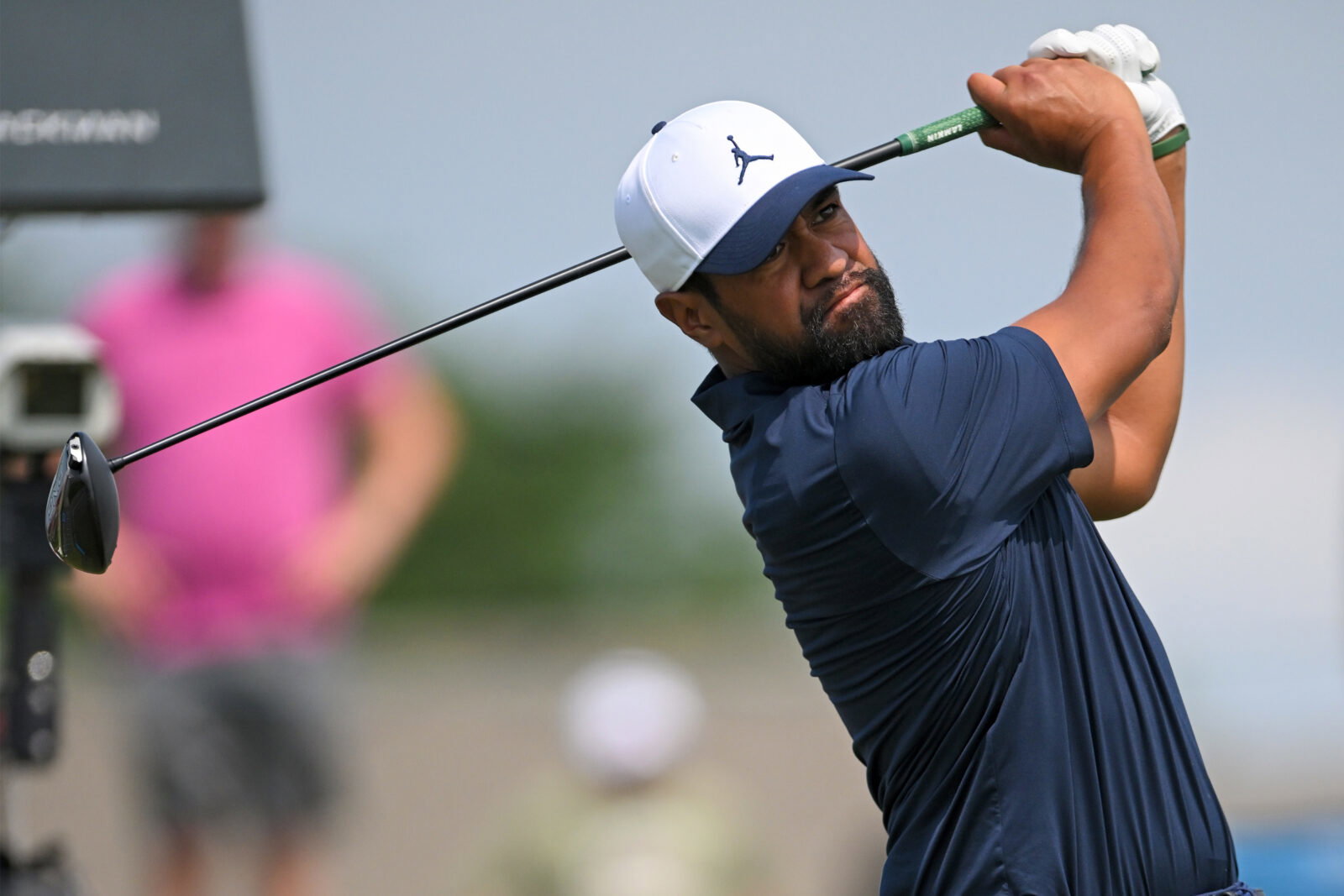 Jul 24, 2026; Blaine, Minnesota, USA; Tony Finau hits a tee shot on hole 9 during the second round of the 3M Open golf tournament at TPC Twin Cities. Mandatory Credit: Nick Wosika-Imagn Images