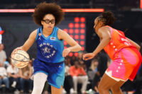 Jul 25, 2026; Chicago, Illinois, USA; Team Spoon guard Olivia Miles (5) handles the ball in the second half against Team Coop during the 2026 WNBA All Star Game at United Center. Mandatory Credit: Kamil Krzaczynski-Imagn Images