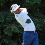 Jul 30, 2023; Blaine, Minnesota, USA; Keith Mitchell hits his tee shot on the second hole during the final round of the 3M Open golf tournament. Mandatory Credit: Matt Krohn-USA TODAY Sports