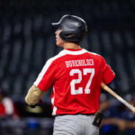 Jun 18, 2024; Phoenix, AZ, USA; Freedom High School outfielder Griffin Burkholder during the MLB Draft Combine at Chase Field. Mandatory Credit: Mark J. Rebilas-USA TODAY Sports