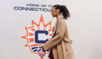 Oct 6, 2024; Uncasville, Connecticut, USA; Connecticut Sun forward Olivia Nelson-Ododa (10) arrives before the start of game four of the 2024 WNBA Semi-finals against the Minnesota Lynx at Mohegan Sun Arena. Mandatory Credit: David Butler II-Imagn Images