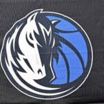 Jun 27, 2025; Dallas, TX, USA; A view of the Dallas Mavericks logo at the Dallas Mavericks Practice Facility. Mandatory Credit: Jerome Miron-Imagn Images