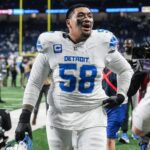 Detroit Lions offensive tackle Penei Sewell (58) walks off the field after 44-30 win over Dallas Cowboys at Ford Field in Detroit on Thursday, Dec. 4, 2025. Credit: Junfu Han / USA TODAY NETWORK via Imagn Images