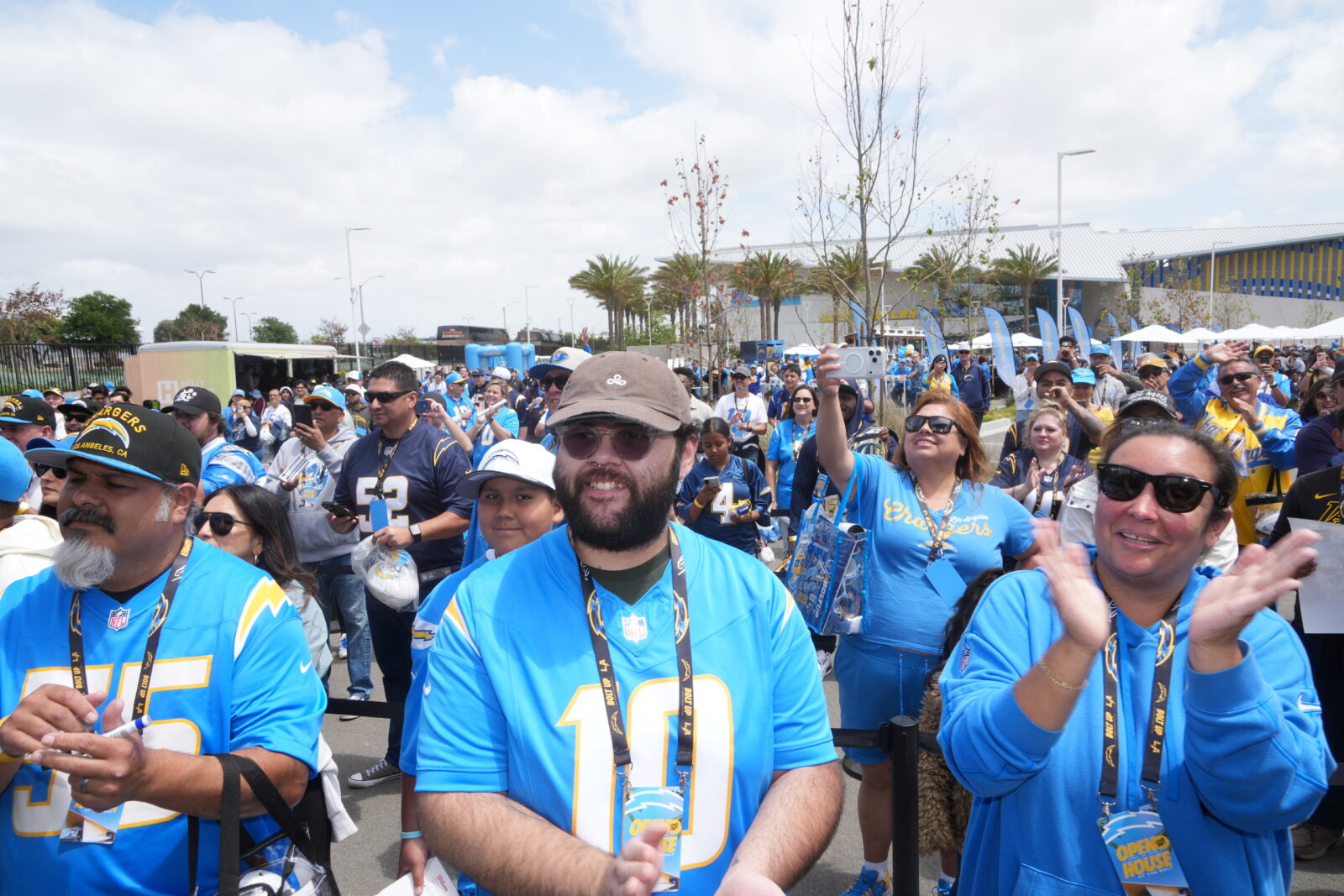 Apr 25, 2026; El Segundo, CA, USA; Fans watch during the Los Angeles Chargers Draft Open House at The Bolt. Mandatory Credit: Kirby Lee-Imagn Images