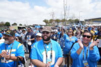 Apr 25, 2026; El Segundo, CA, USA; Fans watch during the Los Angeles Chargers Draft Open House at The Bolt. Mandatory Credit: Kirby Lee-Imagn Images