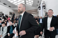 May 6, 2026; Milwaukee, WI, USA; Milwaukee Bucks introduce new head coach Taylor Jenkins with general manager Jon Horst (right) at a press conference at the Milwaukee Art Museum. Mandatory Credit: Benny Sieu-Imagn Images