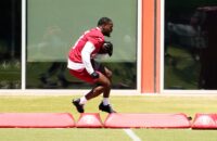 Arizona Cardinals running back Jeremiyah Love (4) during rookie mini-camp practice on May 8, 2026, at the Dignity Health Arizona Cardinals Training Center in Tempe.