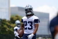 Jun 16, 2026; Dallas, TX, USA; Dallas Cowboys running back Jaydon Blue (23) goes through a drill during practice at the Ford Center at the Star Training Facility in Frisco, Texas. Mandatory Credit: Chris Jones-Imagn Images