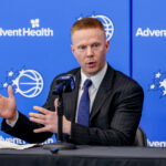 JJun 18, 2026; Orlando, FL, USA; Orlando Magic head coach Sean Sweeney takes media questions during a press conference at AdventHealth Training Center. Mandatory Credit: Mike Watters-Imagn Images