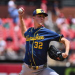 Jul 7, 2026; St. Louis, Missouri, USA; Milwaukee Brewers starting pitcher Jacob Misiorowski (32) pitches against the St. Louis Cardinals during the fourth inning at Busch Stadium. Mandatory Credit: Jeff Curry-Imagn Images