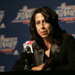 September 12, 2010, Seattle, WA, USA; WNBA president Donna Orender addresses the media before game one of the Finals between the Atlanta Dream and the Seattle Storm at Key Arena. Mandatory Credit: Joe Nicholson-USA TODAY Sports