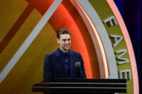 Aug 12, 2023; Springfield, MA, USA; Pau Gasol gives his speech as he is inducted into the 2023 Basketball Hall of Fame at Symphony Hall. Mandatory Credit: Eric Canha-USA TODAYSports