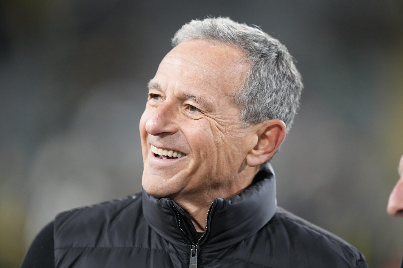 Nov 10, 2025; Green Bay, Wisconsin, USA; Disney CEO Bob Iger on the sidelines in the first half of a game between the Green Bay Packers and the Philadelphia Eagles at Lambeau Field. Mandatory Credit: Jeff Hanisch-Imagn Images