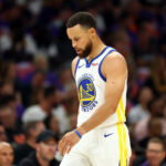 Apr 17, 2026; Phoenix, Arizona, USA; Golden State Warriors guard Stephen Curry (30) against the Phoenix Suns during the play-in rounds of the 2026 NBA Playoffs at Mortgage Matchup Center. Mandatory Credit: Mark J. Rebilas-Imagn Images
