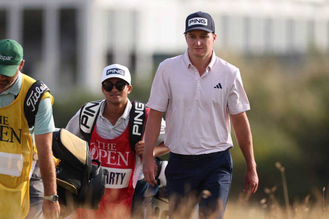 Jul 16, 2026; Southport, ENG; Matt McCarty walks the 18th fairway during the first round of The Open Championship golf tournament at Royal Birkdale. Mandatory Credit: Bill Streicher-Imagn Images