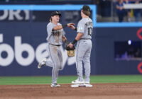 Jul 17, 2026; Toronto, Ontario, CAN; Chicago White Sox left fielder Sam Antonacci (17) celebrates with second baseman Chase Meidroth (10) after defeating the Toronto Blue Jays in the ninth inning at Rogers Centre. Mandatory Credit: Nick Turchiaro-Imagn Images