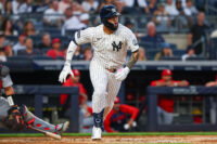 Aug 4, 2026; Bronx, New York, USA; New York Yankees first baseman Luis Garcia Jr. (26) singles during the fourth inning against the St. Louis Cardinals at Yankee Stadium. Mandatory Credit: Vincent Carchietta-Imagn Images