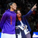 Aug 7, 2026; Uncasville, Connecticut, USA; Phoenix Mercury forward Alyssa Thomas (25) alongside of Connecticut Sun president Jennifer Rizzotti, is honored by her former team the Connecticut Sun with the retirement of her jersey number (25) before the start of the game at Mohegan Sun Arena. Mandatory Credit: David Butler II-Imagn Images