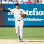 Aug 9, 2026; Bronx, New York, USA; New York Yankees shortstop George Lombard Jr. (96) at Yankee Stadium. Mandatory Credit: Wendell Cruz-Imagn Images
