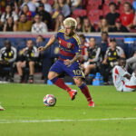 Aug 19, 2026; Sandy, Utah, USA; Real Salt Lake midfielder Diego Luna (10) navigates through the defense by FC Dallas midfielder Ramiro Benetti (17) and defender Sebastien Ibeagha (25) during the second half at America First Field. Mandatory Credit: Peter Creveling-Imagn Images