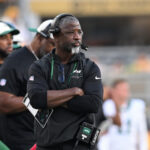 Aug 21, 2026; Pittsburgh, Pennsylvania, USA; New York Jets head coach Aaron Glenn during the game against the Pittsburgh Steelers at Acrisure Stadium. Mandatory Credit: Barry Reeger-Imagn Images