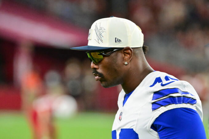 Aug 22, 2026; Glendale, Arizona, USA; Dallas Cowboys linebacker Von Miller looks on in the second half against the Arizona Cardinals at State Farm Stadium. Mandatory Credit: Matt Kartozian-Imagn Images