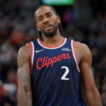Apr 8, 2026; Inglewood, California, USA; Los Angeles Clippers forward Kawhi Leonard (2) reacts after a missed basket in the second half against the Oklahoma City Thunder at Intuit Dome. Mandatory Credit: Jayne Kamin-Oncea-Imagn Images