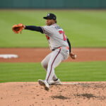 Apr 22, 2026; Washington, District of Columbia, USA; Atlanta Braves pitcher Didier Fuentes (72) pitches against the Washington Nationals at Nationals Park. Mandatory Credit: Jamie Sabau-Imagn Images