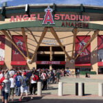 Aug 12, 2026; Anaheim, California, USA; A general overall view as fans arrive before the game between the Los Angeles Angels and the Texas Rangers at Angel Stadium. Mandatory Credit: Kirby Lee-Imagn Images