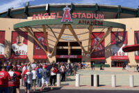 Aug 12, 2026; Anaheim, California, USA; A general overall view as fans arrive before the game between the Los Angeles Angels and the Texas Rangers at Angel Stadium. Mandatory Credit: Kirby Lee-Imagn Images