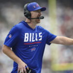 Sep 13, 2026; Houston, Texas, USA; Buffalo Bills head coach Joe Brady on the sideline during the game against the Houston Texans at Reliant Stadium. Mandatory Credit: Troy Taormina-Imagn Images