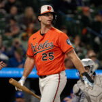 Sep 21, 2026; Baltimore, Maryland, USA; Baltimore Orioles first baseman Pete Alonso (25) strikes out during the sixth inning at Oriole Park at Camden Yards. Mandatory Credit: Jamie LeBlanc-Imagn Images
