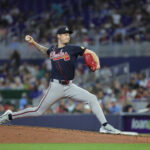 Sep 27, 2026; Miami, Florida, USA; Atlanta Braves starting pitcher Aj Smith-Shawver (32) pitches during the sixth inning against the Miami Marlins at loanDepot Park. Mandatory