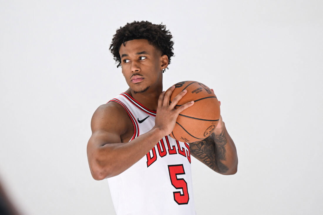 Sep 28, 2026; Chiacgo, Il, USA; Chicago Bulls forward Dailyn Swain (5) poses during media day. Mandatory Credit: Matt Marton-Imagn Images